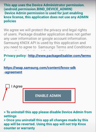 package disabler admin onayı verme